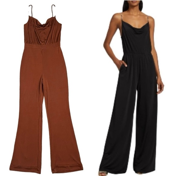 NWT Jason Wu Brown Chain Link Strap Jumpsuit - Picture 1 of 16